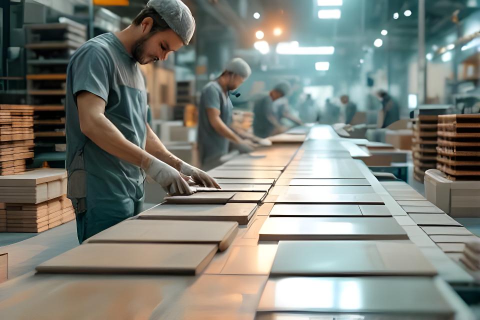Equipo de fábrica revisando cerámicos recién salidos del horno en un taller luminoso de Vera, Santa Fe